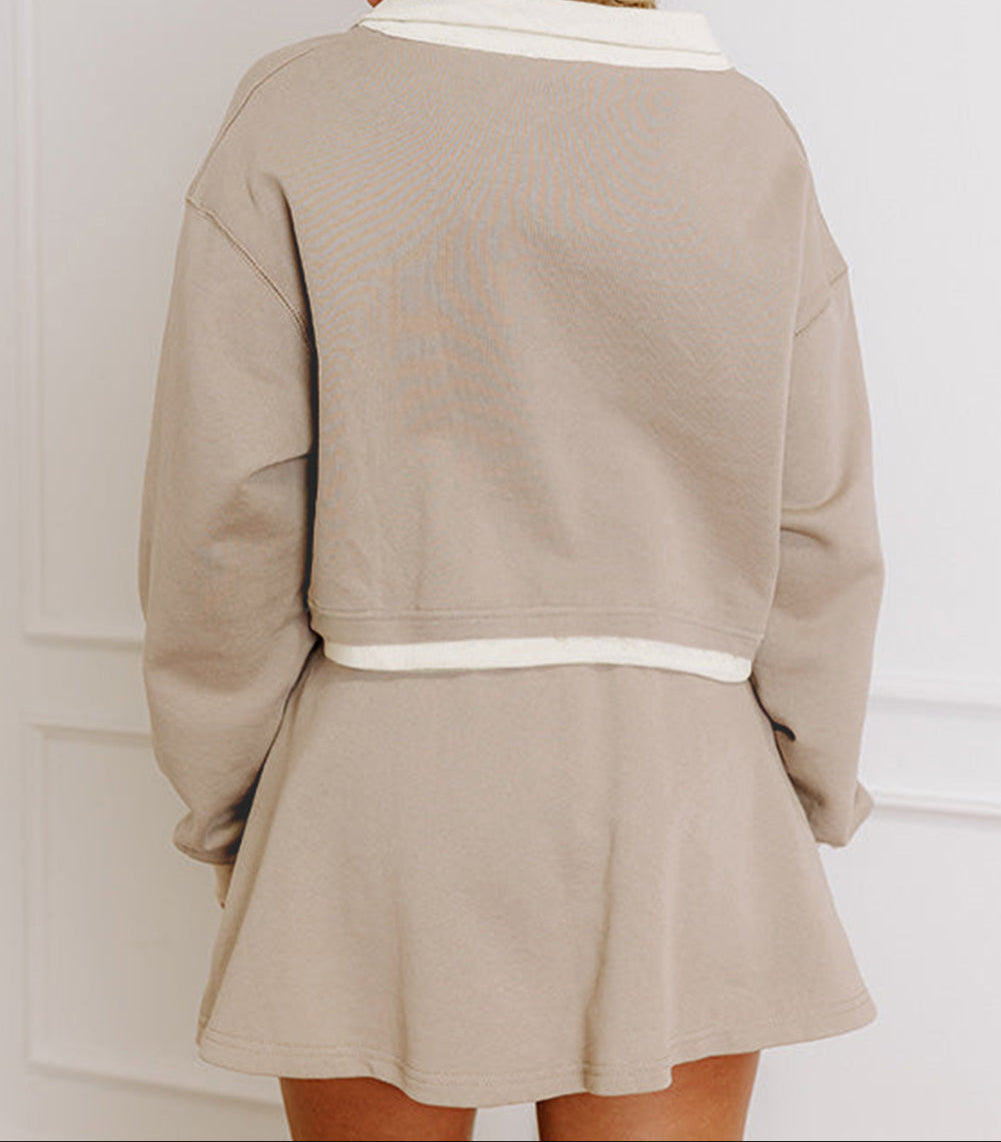 Beige Raw Edge Skirt Set RTS