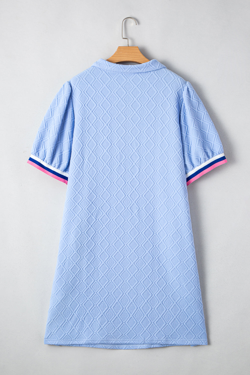 Blue Textured Contrast Zip Collar Plus Dress RTS