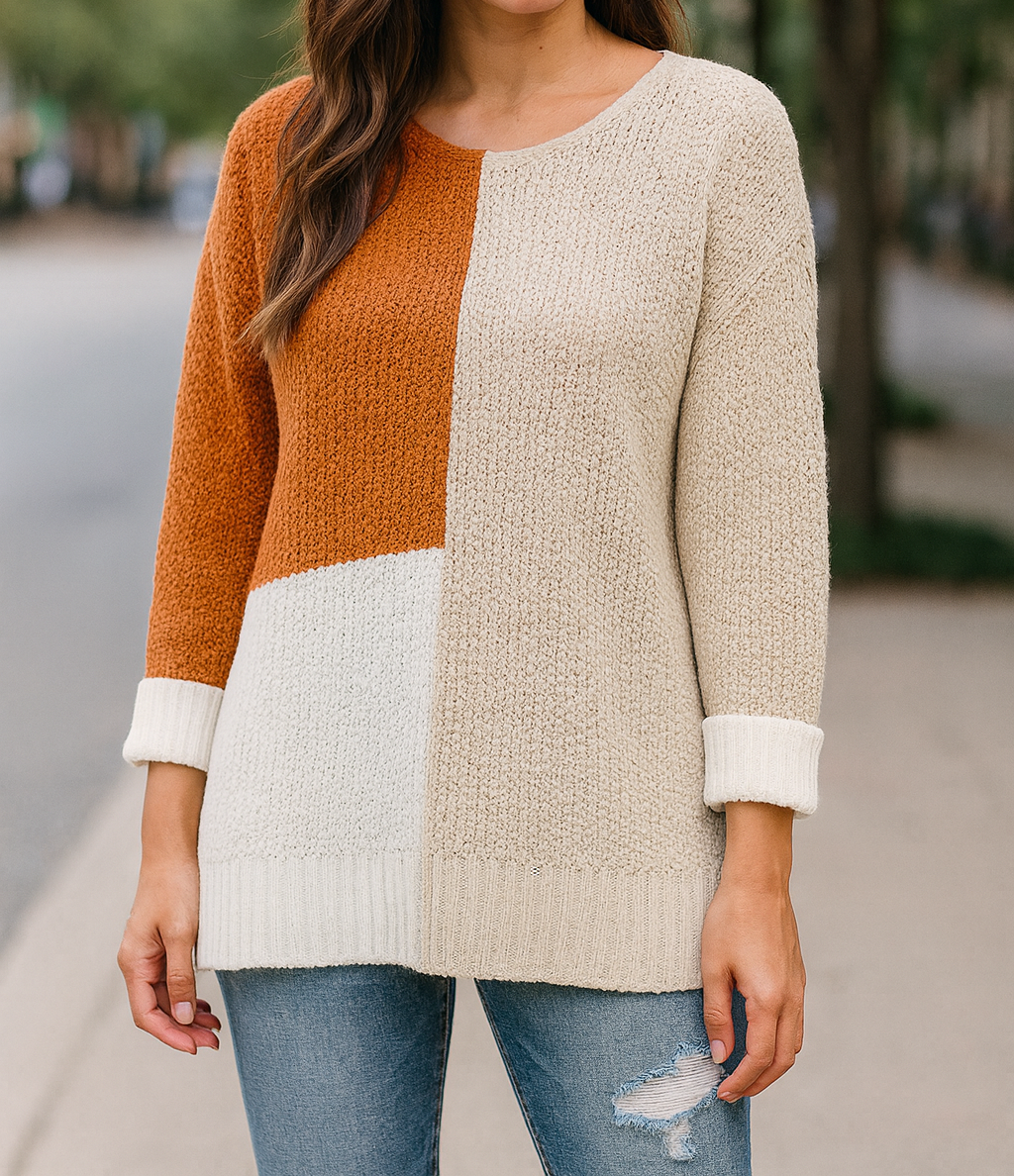 Color Block Knit Sweater December.