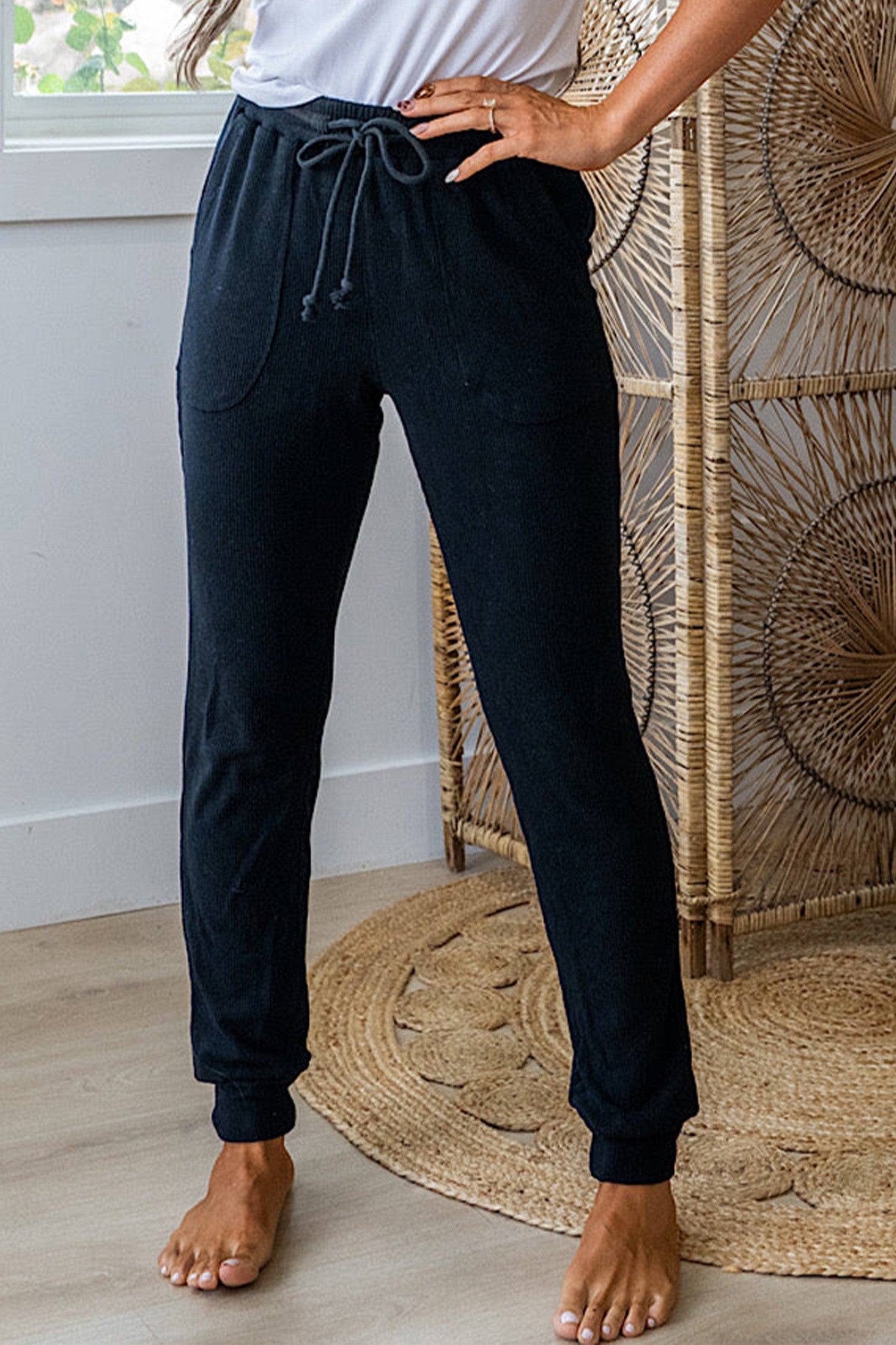 Black Ribbed Joggers December.
