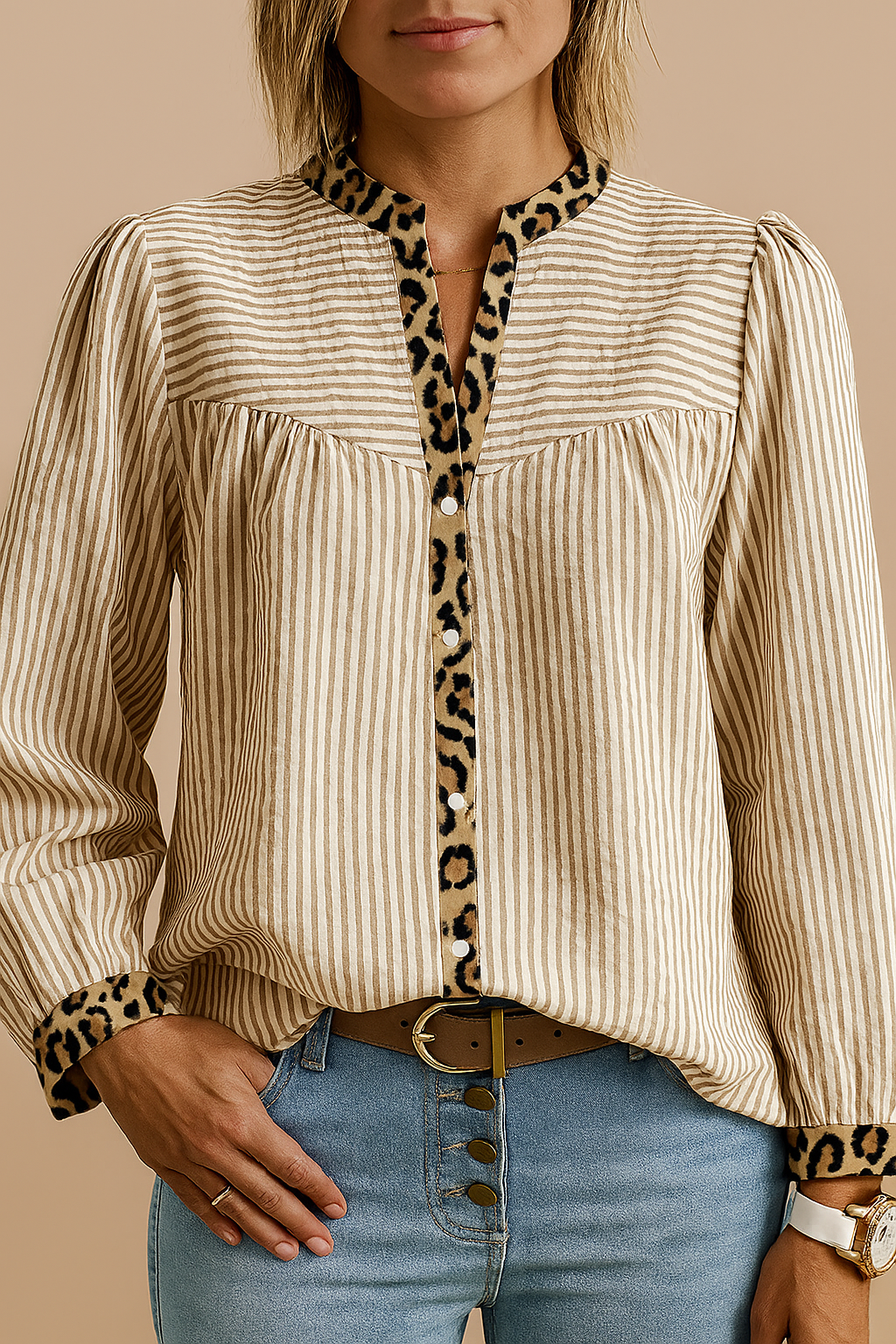 Brown Leopard Button Top RTS