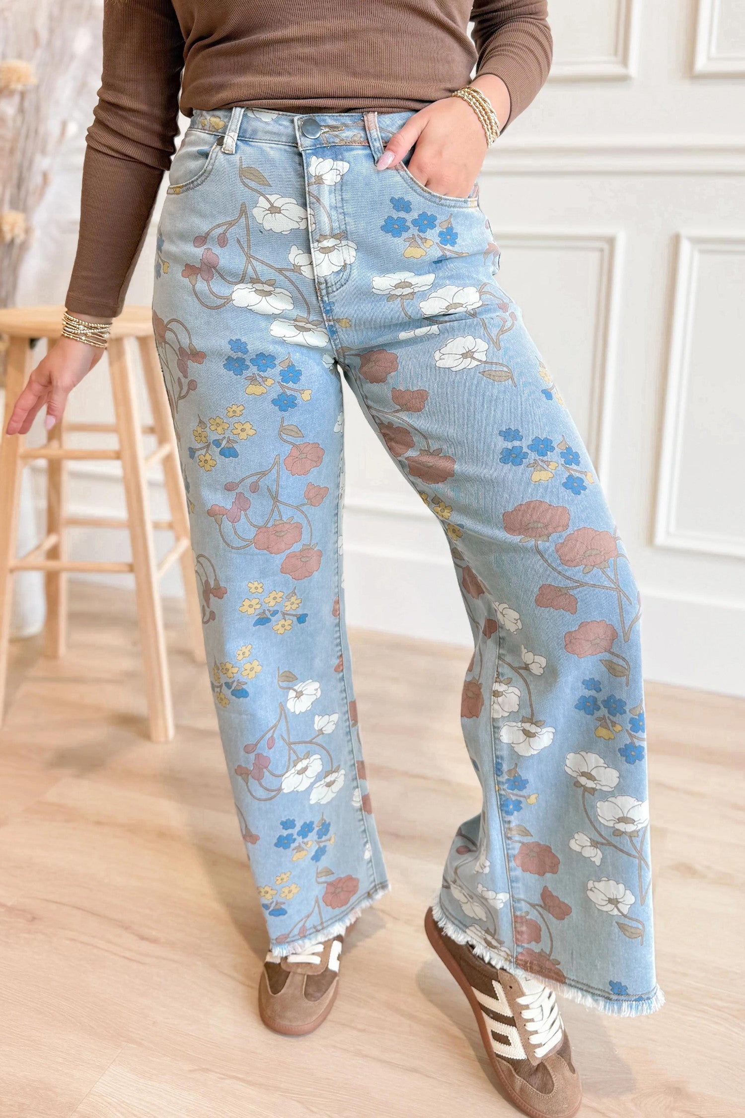 Floral Raw Hem Jeans December.