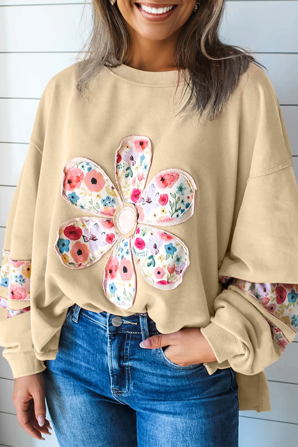 Floral Applique Baggy Top *THREE COLORS* December.