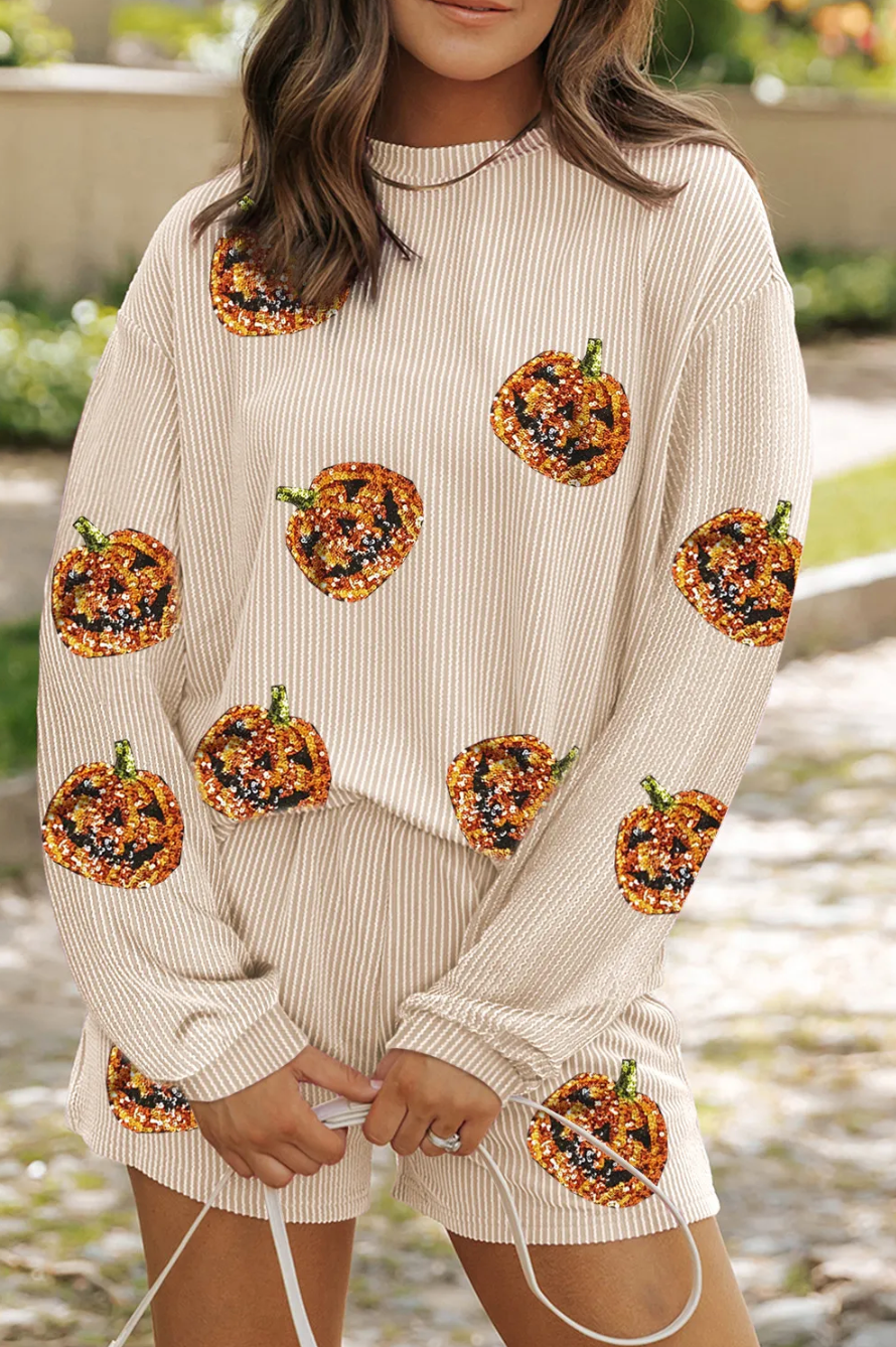 PARCHMENT PUMPKIN CORDED SET RTS