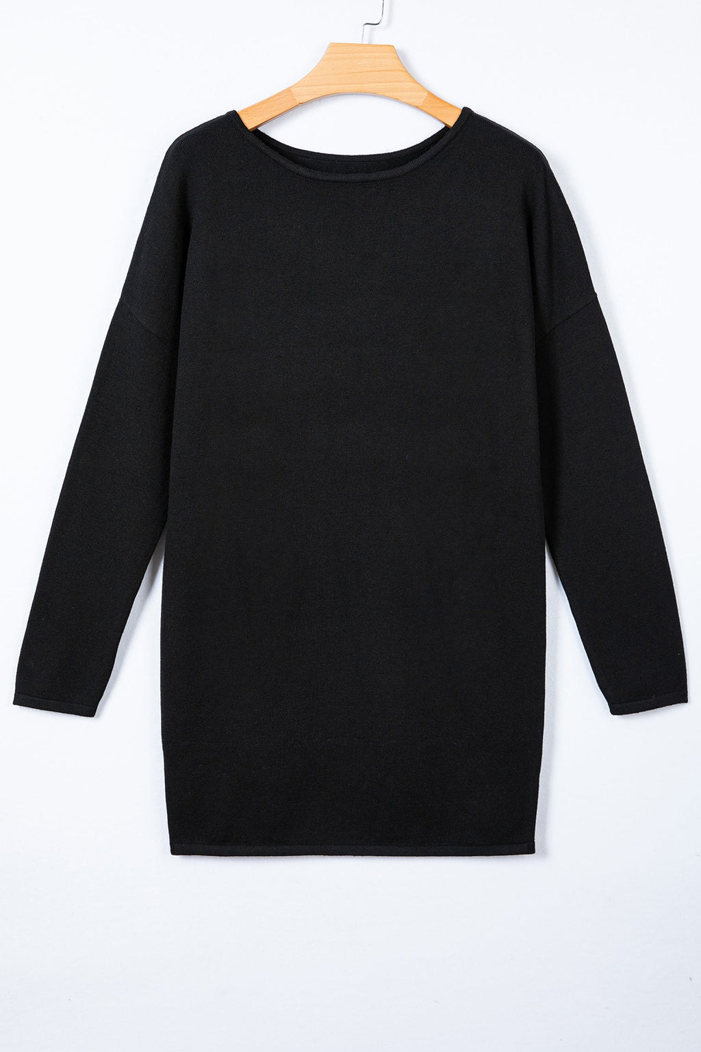 Black Asymmetric Batwing Sweater Mini Dress RTS